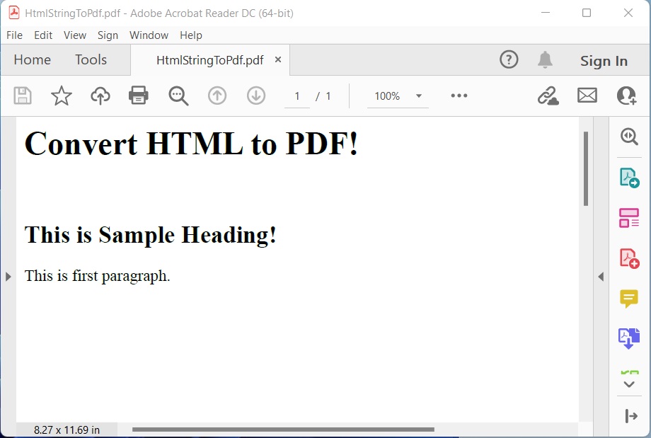 Генерация PDF из HTML-строки на C#